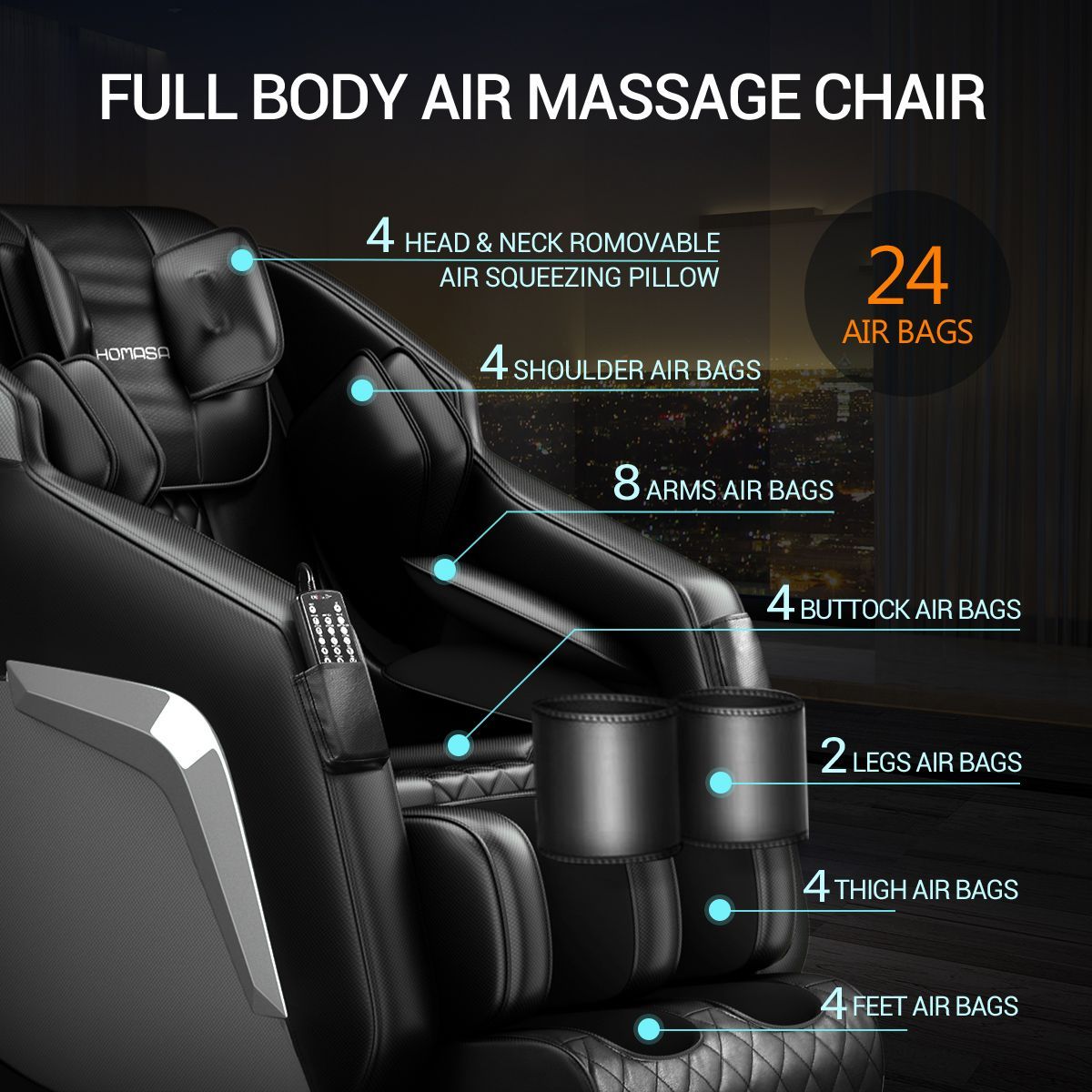Homasa Black Full Body Massage Chair Zero Gravity Recliner Buy Massage Chairs 1161862 7291