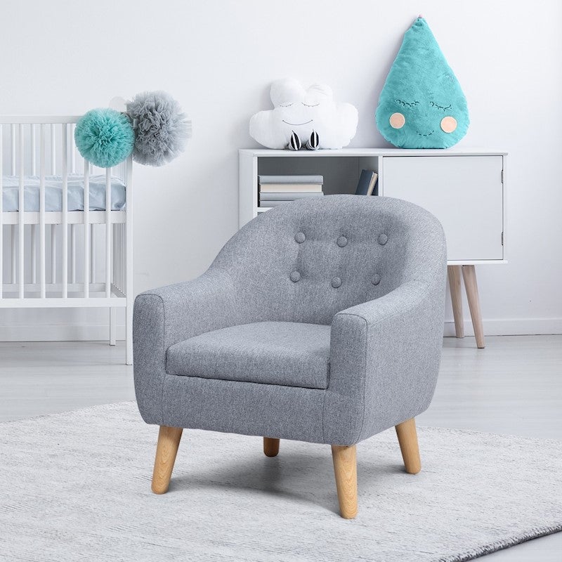 Kidbot Kids Sofa Armchair Children Lounge Chair Linen Fabric Tufted   Kidbot Kids Sofa Armchair Children Lounge Chair Linen Fabric Tufted Soft Couch Single 870195 00 