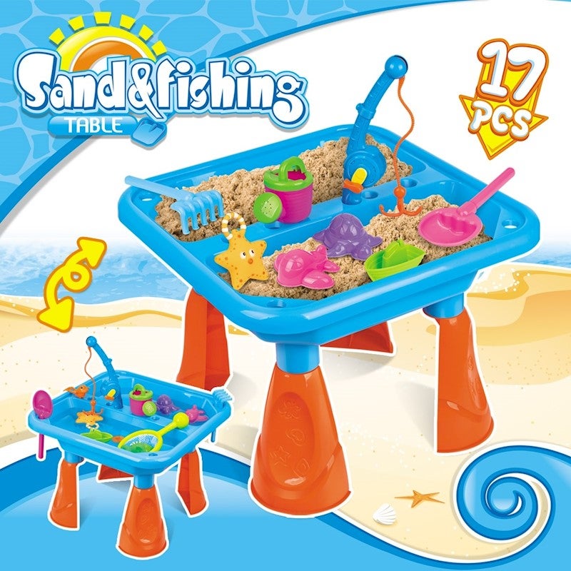Kids Outdoor Sand and Water Activity Table Fishing Games