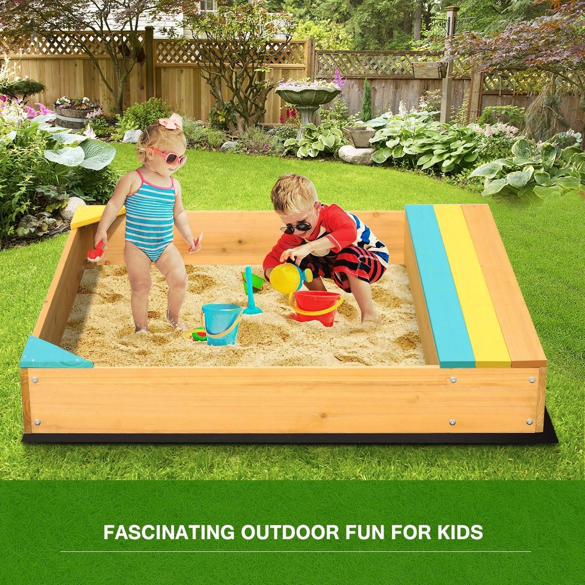 Wood Kids Sandbox Play Toy Set Outdoor Sand Pit Box Buy Sand Pits 723779