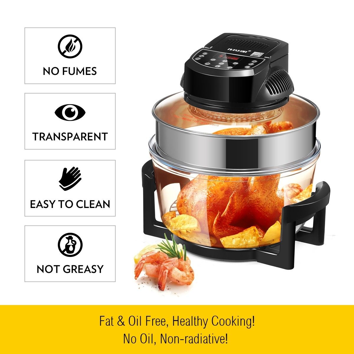 17L Maxkon Convection Turbo Oven Air Fryer Electric Cooker - Black ...