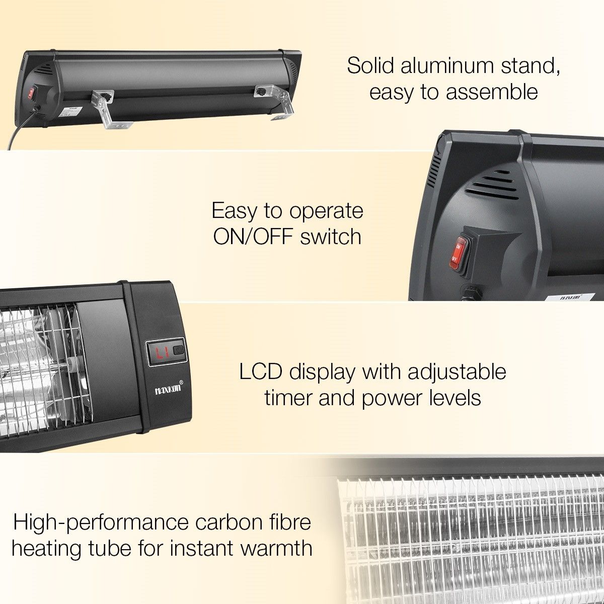Maxkon 2000W Infrared Radiant Heater Electric Outdoor Patio Strip