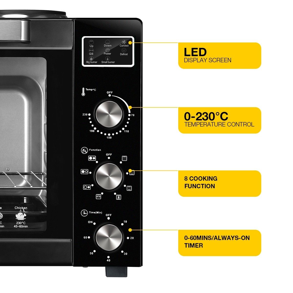 Maxkon New 60L Benchtop Convection Oven Rotisserie Portable Toaster