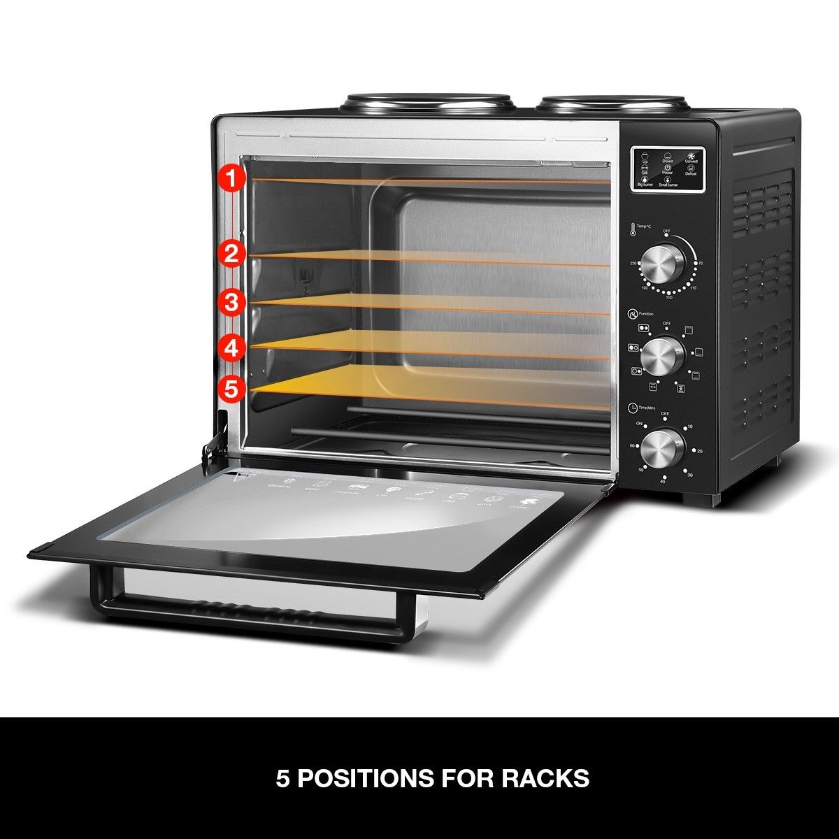 Maxkon New 60L Benchtop Convection Oven Rotisserie Portable Toaster
