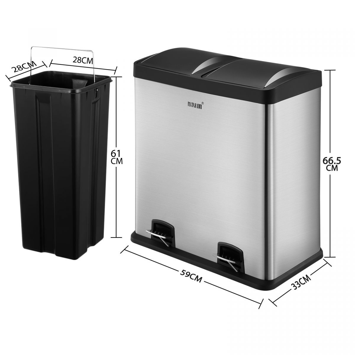 Dual Pedal Rubbish Bin Trash Can 60L Buy Kitchen Bins 358793