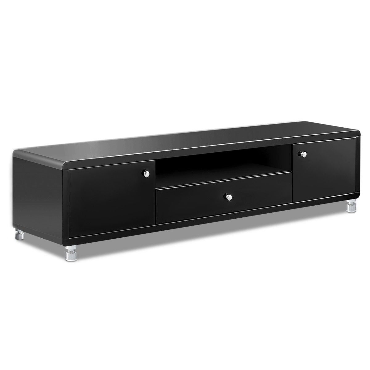 Mdf High Gloss Black Tv Stand Cabinet 2 Doors 1 Drawer Buy