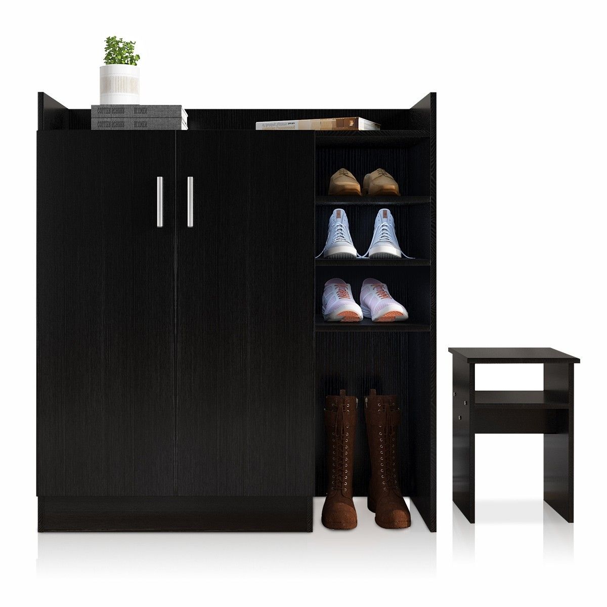 Modern Shoe Cabinet Rack Storage Cupboard With Seat Shelf