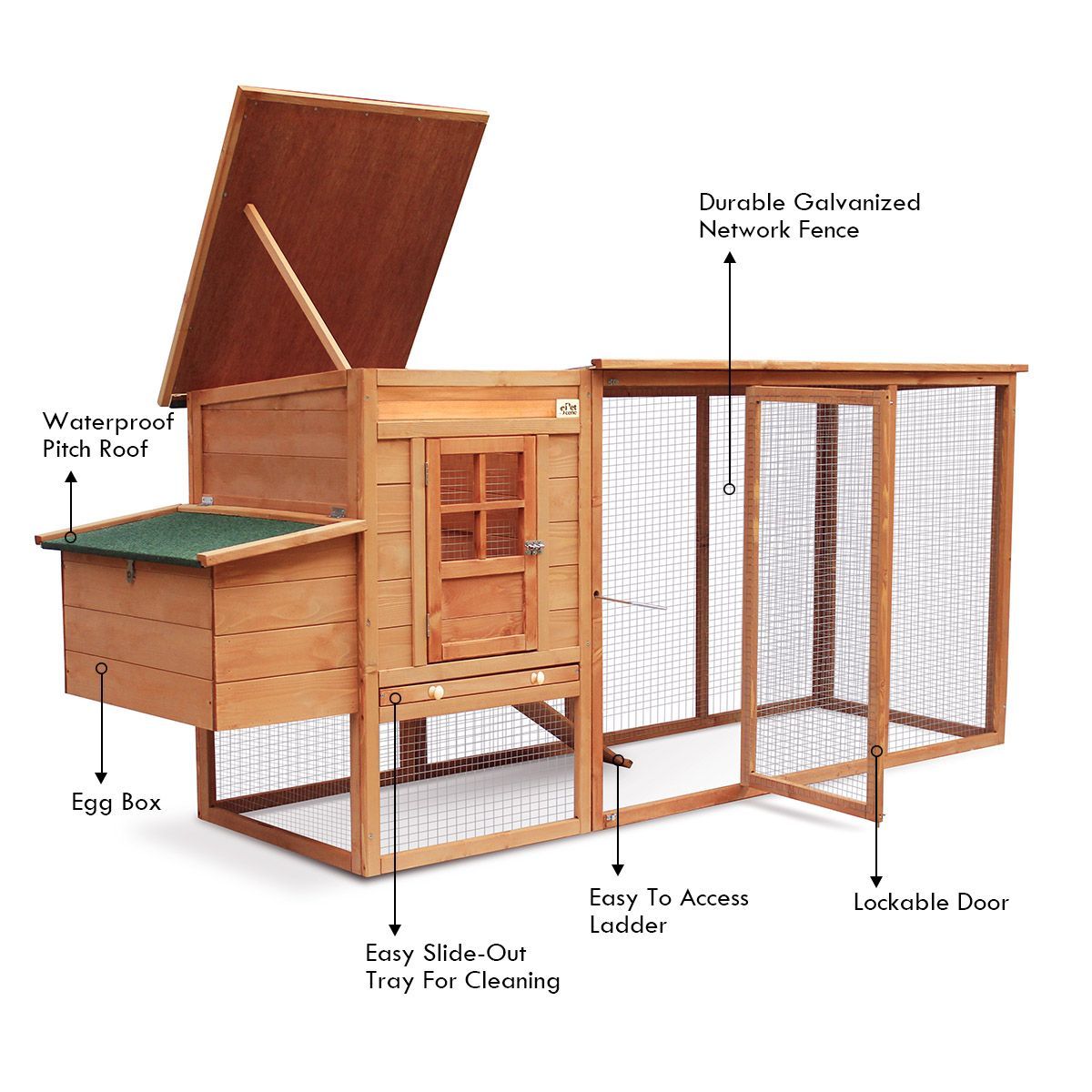 Petscene 250cm Chicken Rabbit Coop Walk in Chicken House With Extra ...