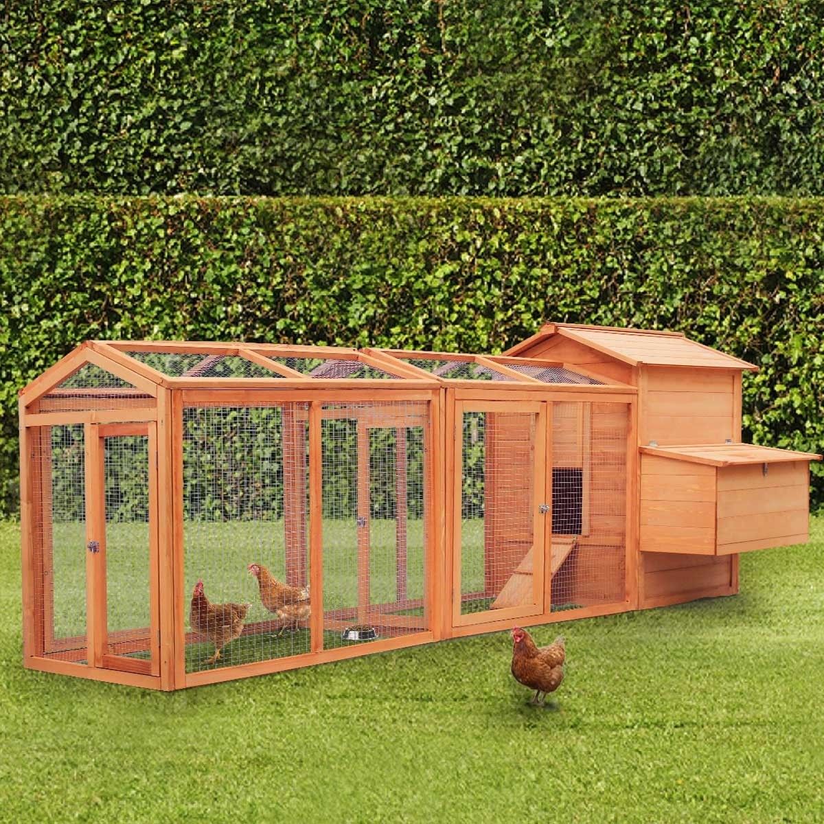 Petscene 284cm Wood Chicken Rabbit Coop Hen House Hutch Poultry Cage
