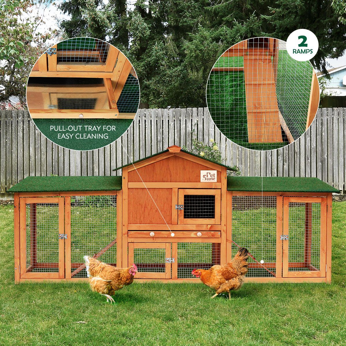 Petscene Extra Large Chicken Run Wood Chicken Coop Rabbit Hutch Cage with Two Ramps Buy Small