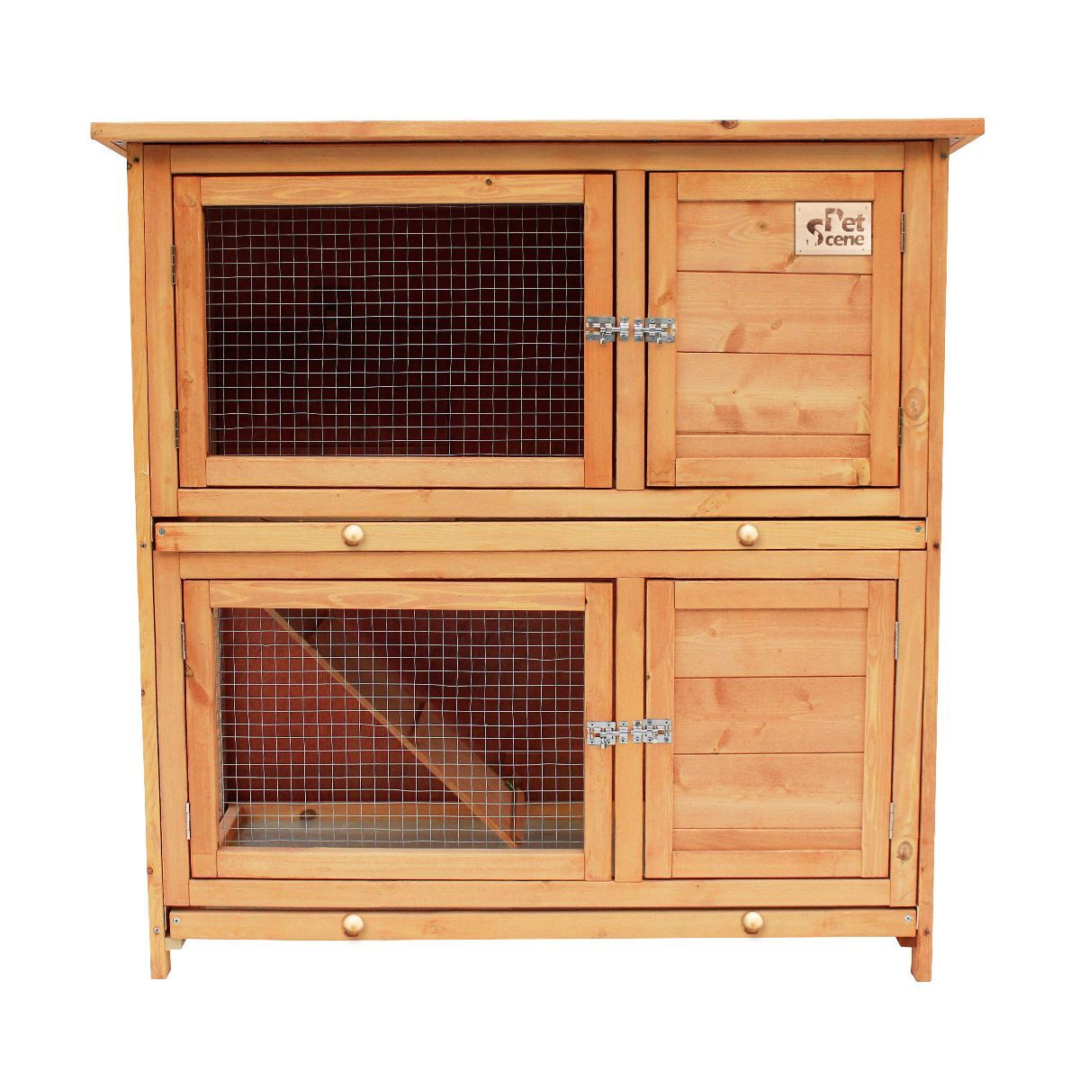 Petscene Large 2 Level Rabbit Hutch Wooden Chicken Coop Guinea Pigs
