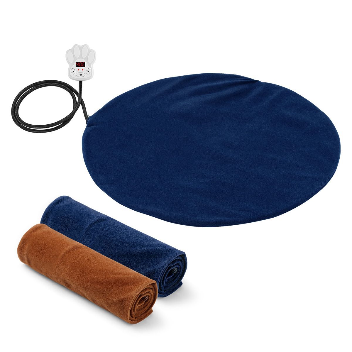 Petscene Pet Heating Pad Dog Cat Waterproof Electric Heated Mat Round Blanket Bed w/Cover Buy