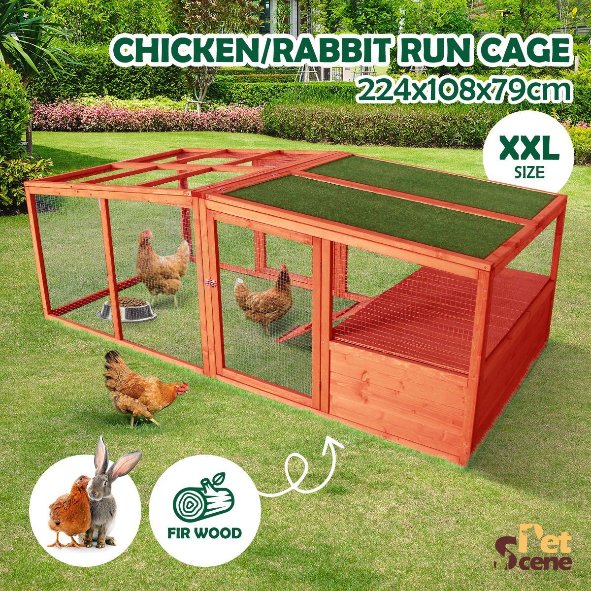 Petscene XXL Walk in Chicken Coop Cage Rabbit Hutch Ferret Poultry