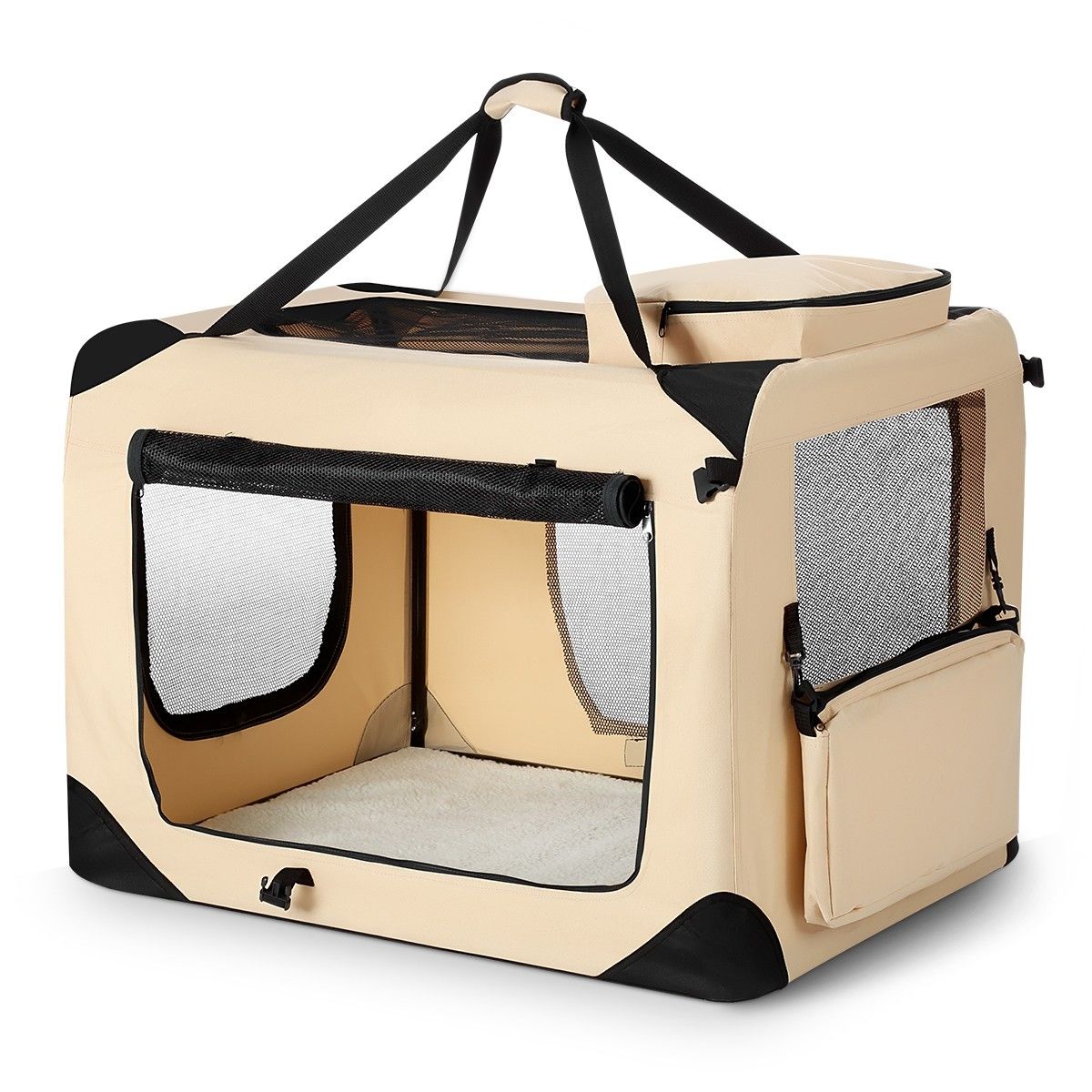 Extra Large Pet Dog Cat Soft Crate Folding Puppy Travel Cage Beige