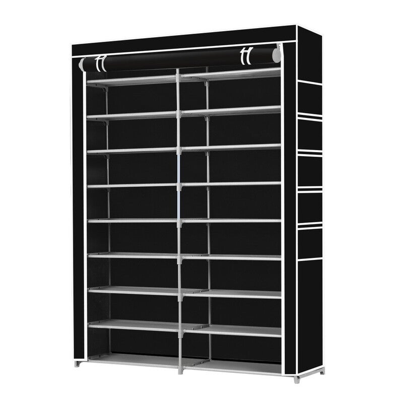 Shoe Rack Storage Organiser 2 Columns 10 Layers Non Woven Fabric Cover Black Buy Shoe Racks Cabinets 990064