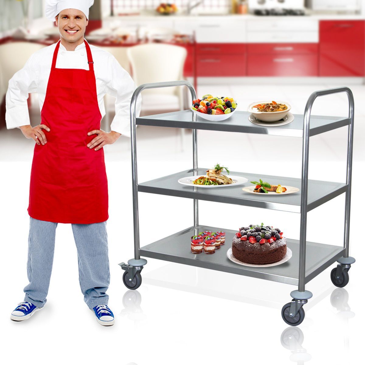 Kitchen Cart Dishes Trolley Storage Shelf with Wheels Buy Catering Trolleys 363390