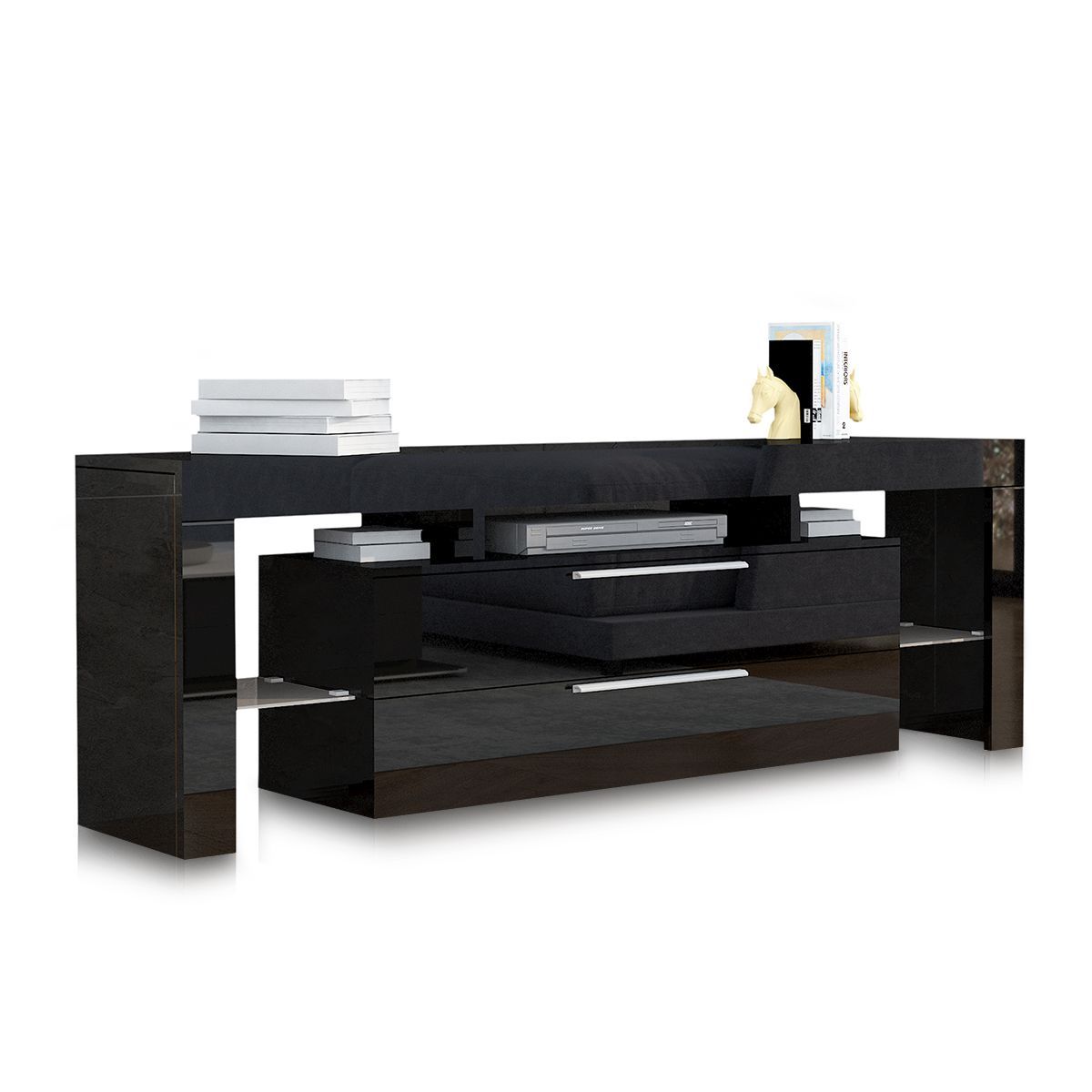 Tv Stand Entertainment Unit 2 Drawers Storage Cabinet Wood