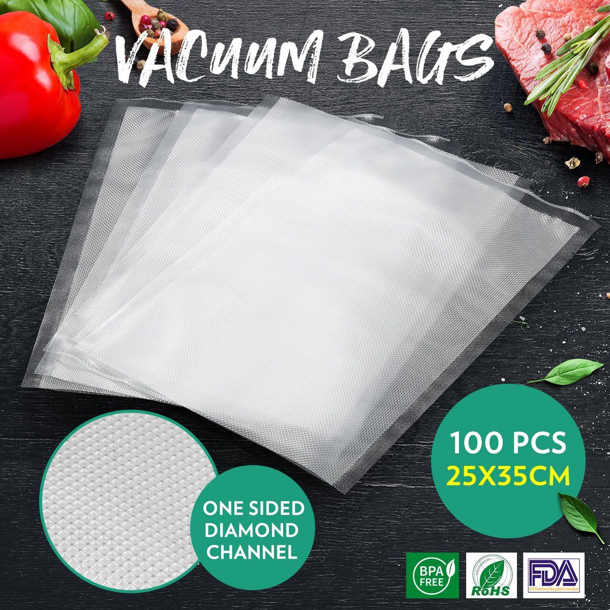 100PCS Vacuum Seal Bags Food Saver Bags 25 x 35CM Buy Vacuum Sealer