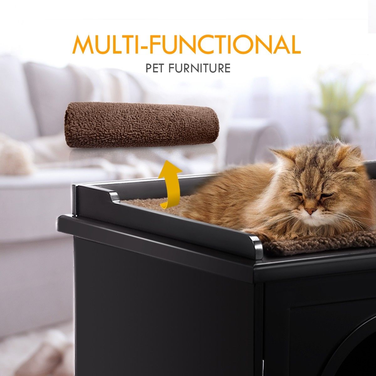 Wooden Pet House Cat Enclosure Decorative Litter Box Furniture W/ Cushion Buy Pet Beds 968141