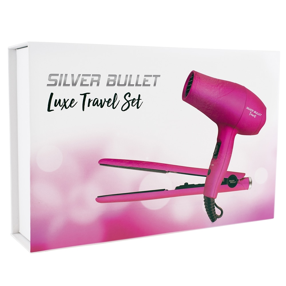 Silver Bullet Luxe Travel Set Hair Dryer And Straighteners Pink