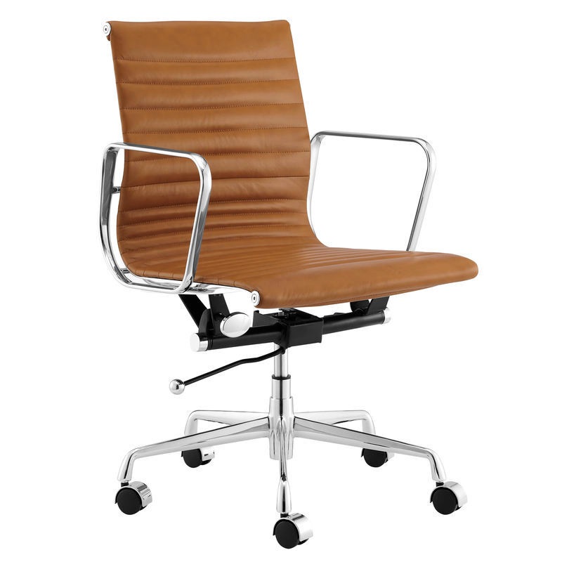 ErgoDuke Eames Replica Low Back Ribbed Leather Management Office Chair