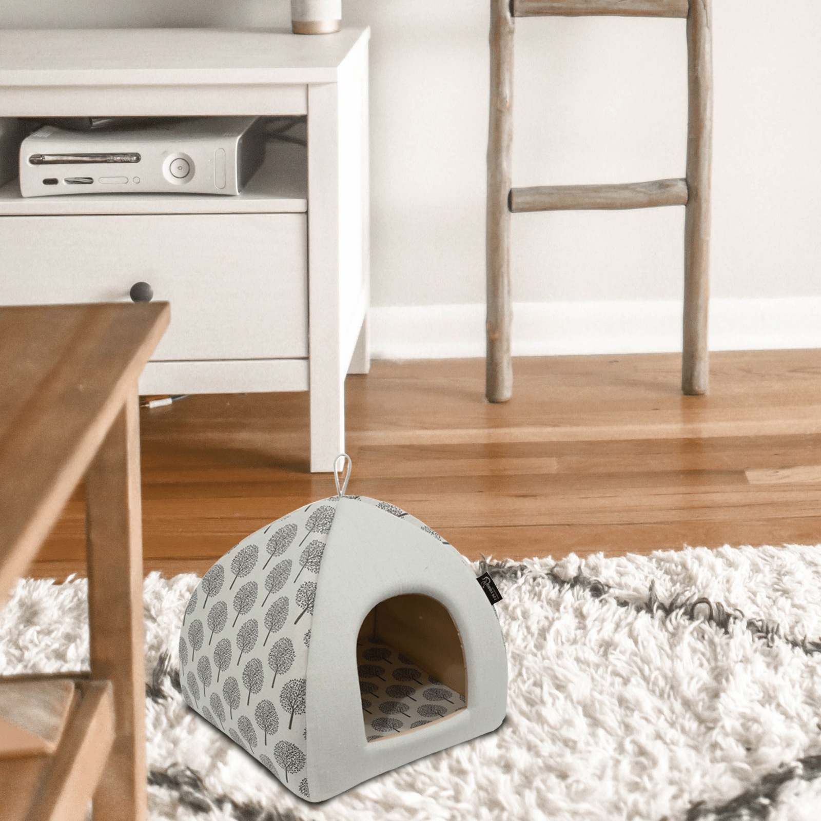 Cat Igloo Tree Print Pet Bed, Ivory White Buy Pet Beds 7419777781679