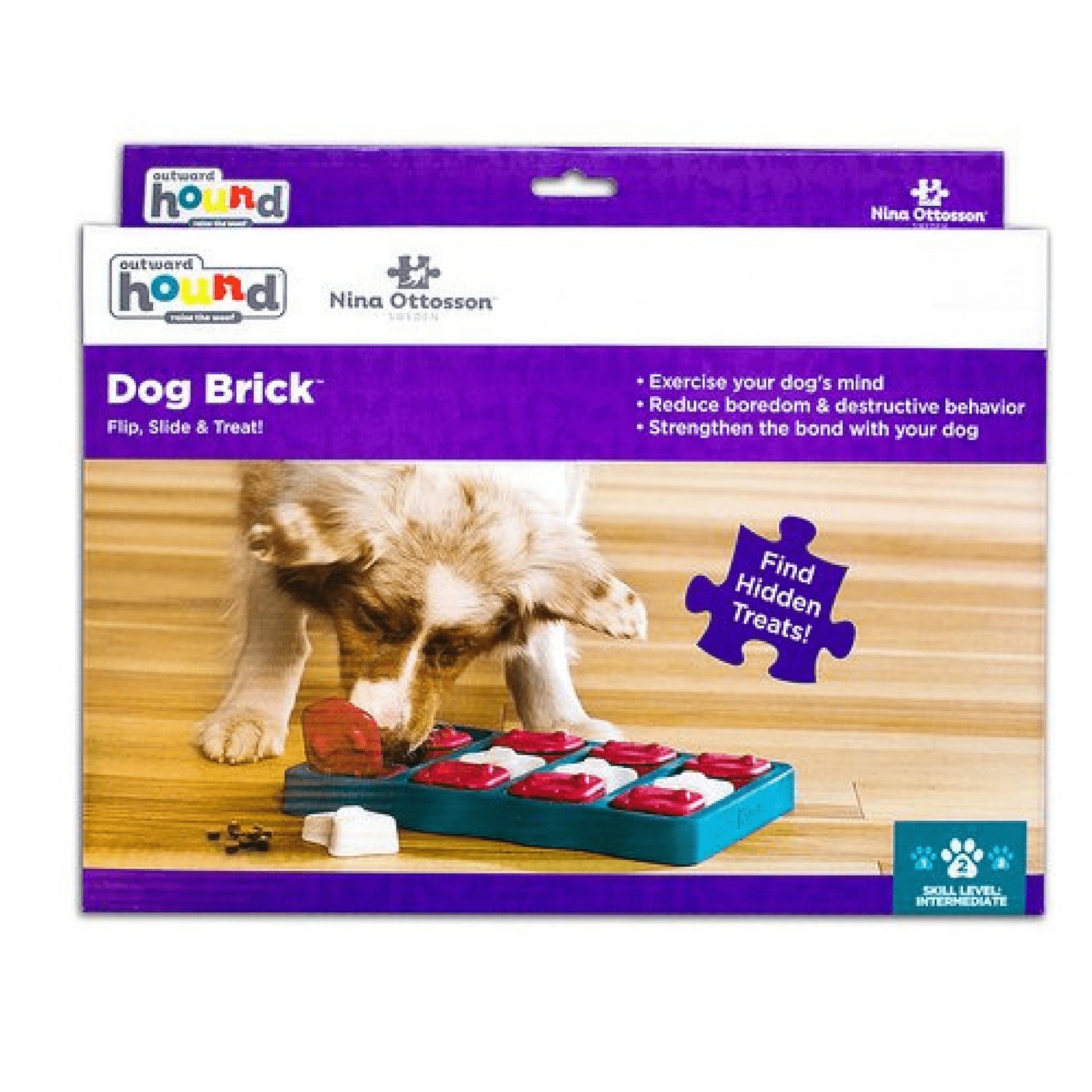Nina Ottosson Dog Puzzle Toy Interactive Treat Dispenser, Dog Brick