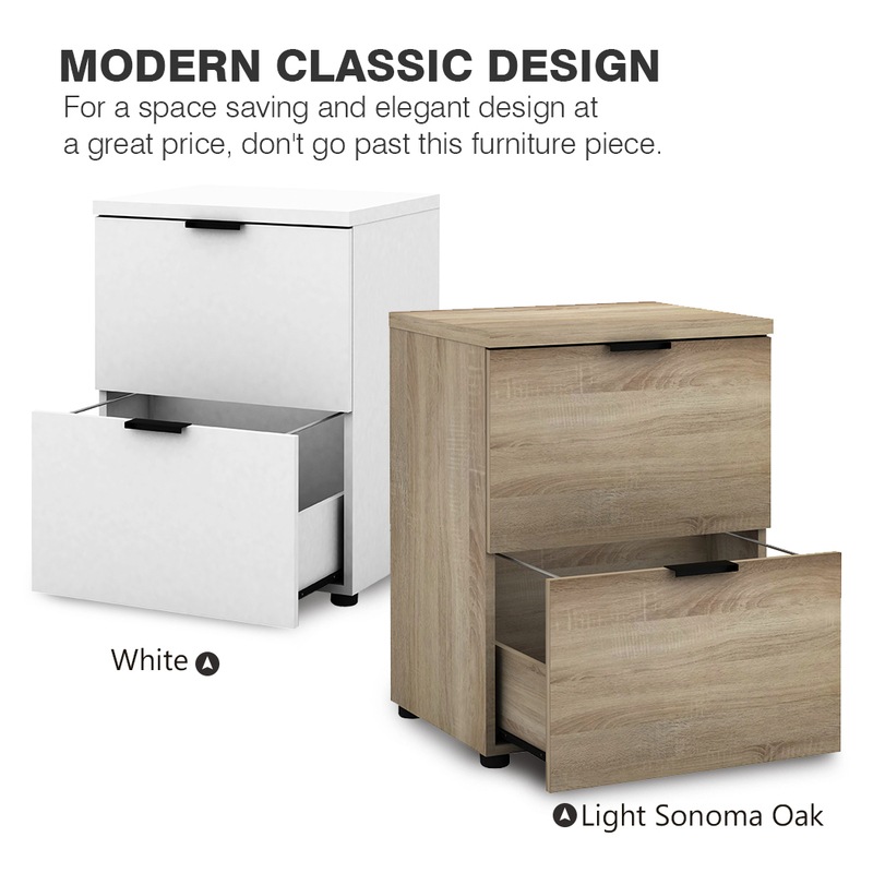 Rico 2 Drawer Filing Cabinet White Light Oak Buy Filing Cabinets