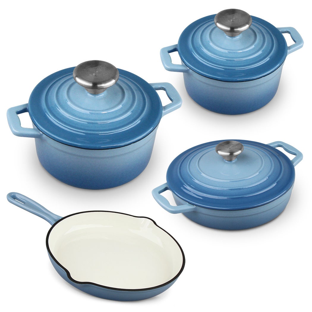 Xanten Cast Iron 7pcs Cookware Set w/ Gradient Light Blue | Buy ...