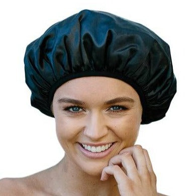 Extra Large Black Print Shower Cap (Microfibre Lined) Buy Shower Caps