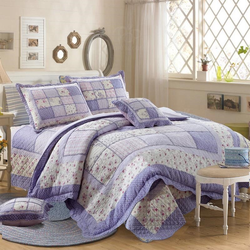 Luxury 100 Cotton Coverlet / Bedspread Set Quilt Queen