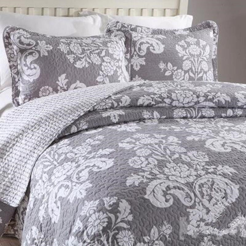 Luxury 100 Cotton Coverlet Bedspread Set Quilt Queen King Size