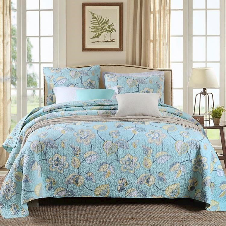 Luxury 100 Cotton Coverlet Bedspread Set Quilt Queen King Size