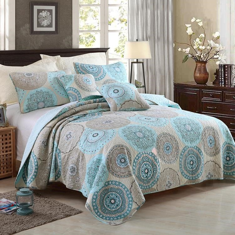 Luxury 100 Cotton Coverlet / Bedspread Set Quilt Queen King Size Bed