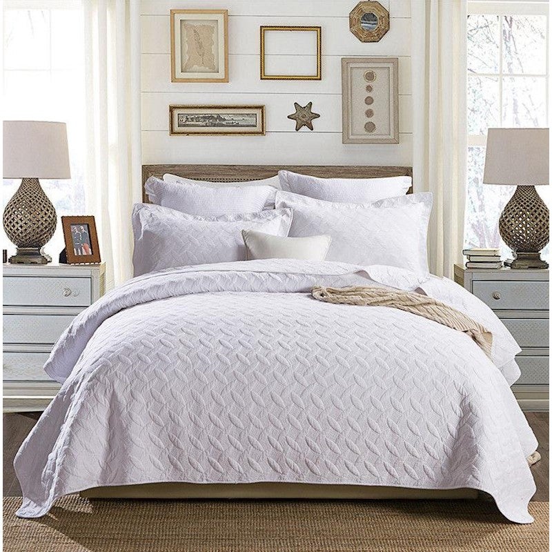 Luxury Quilted 100 Cotton Coverlet Bedspread Set King Super