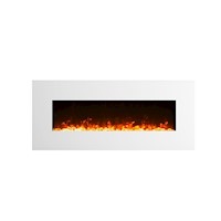 1500W 50" White Wall Mounted Electric Fireplace, Heater, Fire, Flame