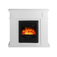 2000W Wood Veneer Electric Fireplace Heater Mantel Flame White