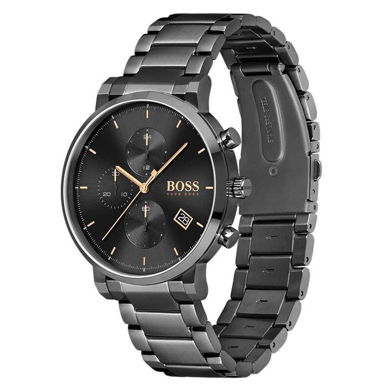 black metal hugo boss watch