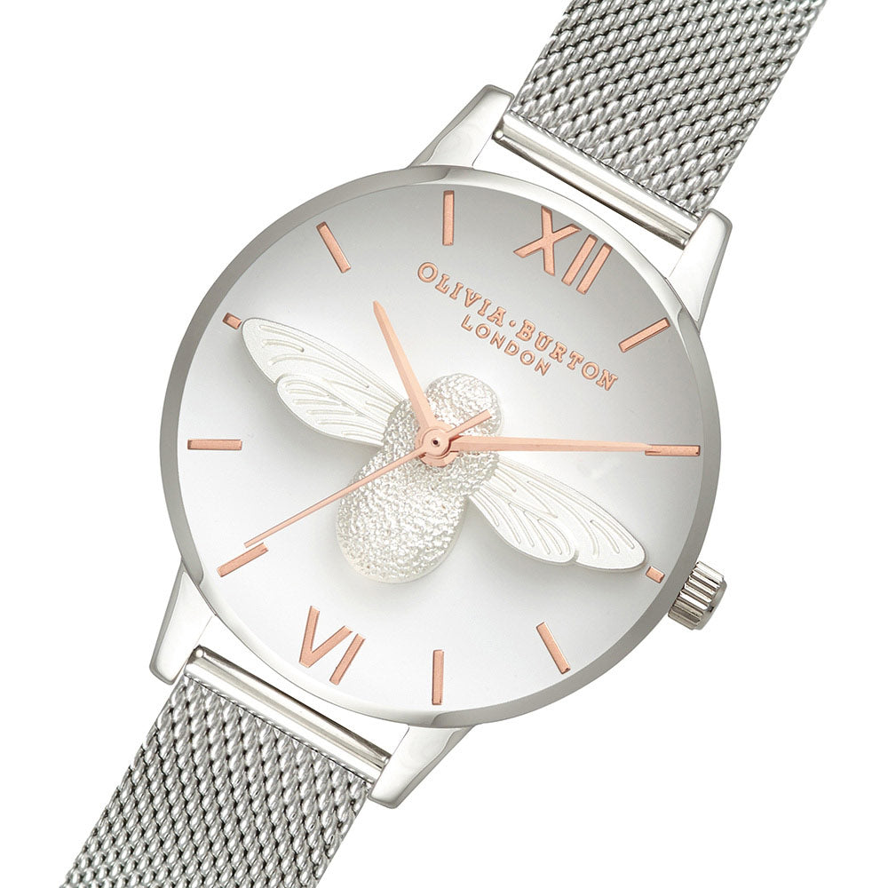 Olivia Burton 3d Bee Silver Mesh Ladies Watch Ob16am146 Buy Women S Watches 7613272288026
