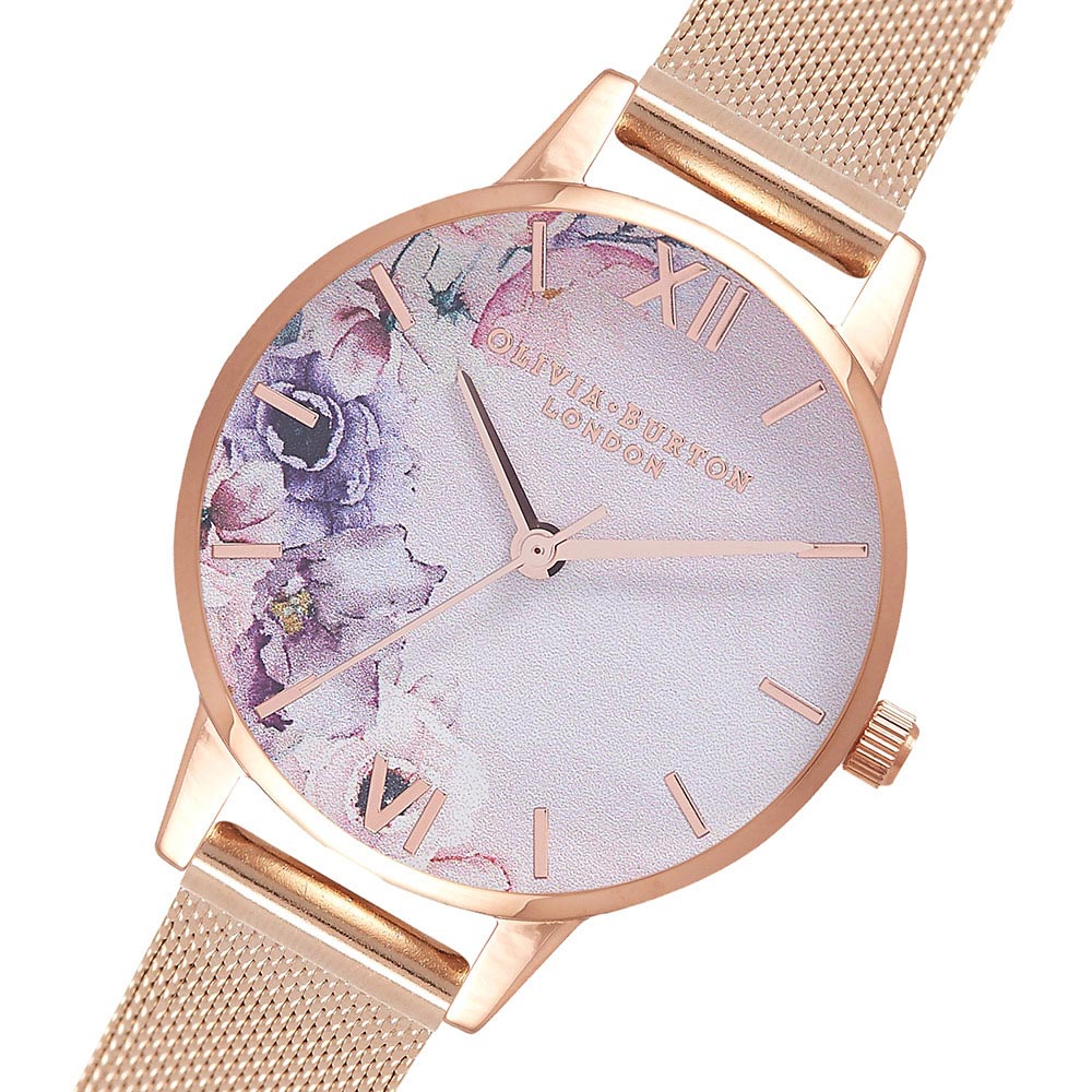 Olivia Burton Watercolour Florals Rose Gold Mesh Ladies Watch Ob16pp39 Buy Women S Watches 5060496418654