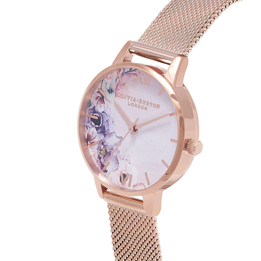 Olivia Burton Watercolour Florals Rose Gold Mesh Ladies Watch Ob16pp39 Buy Women S Watches 5060496418654