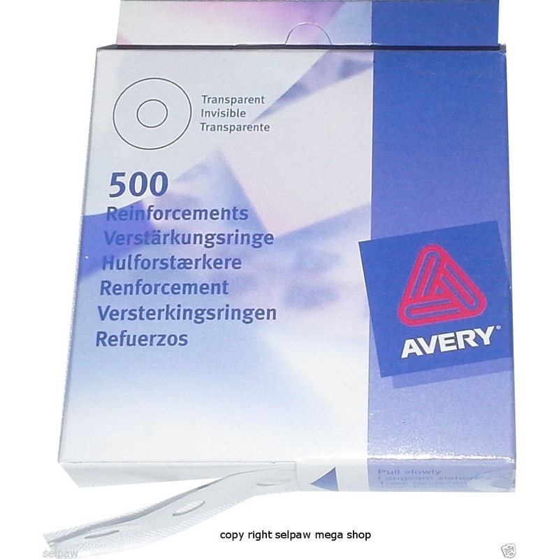 Avery Clear Reinforcement Rings, Vinyl, 500 Pack No.43409 Transparent