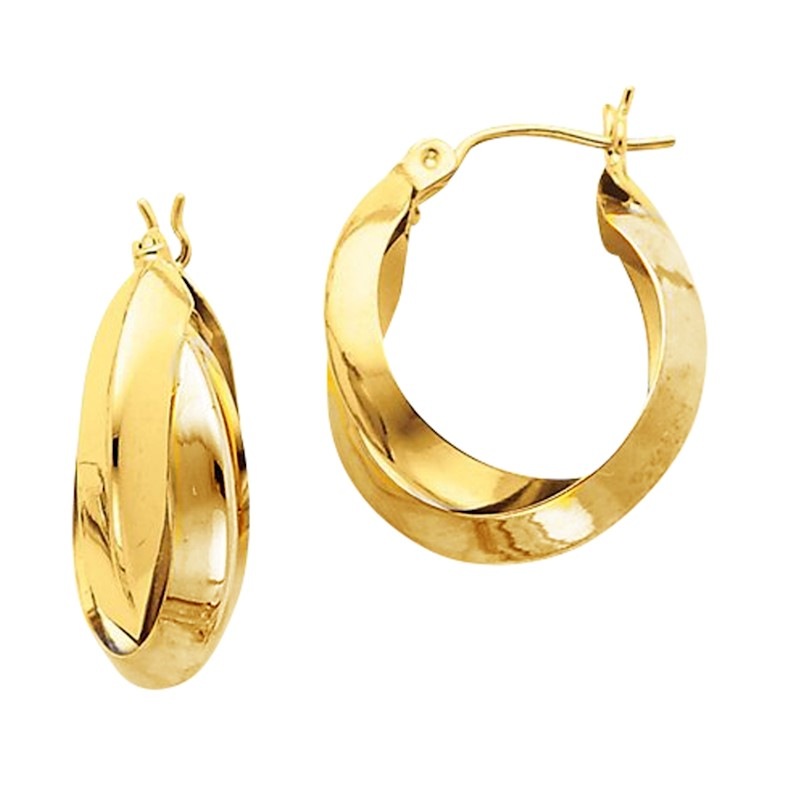 Bevilles 9ct Yellow Gold Silver Infused Double Hoop Earrings | Buy ...