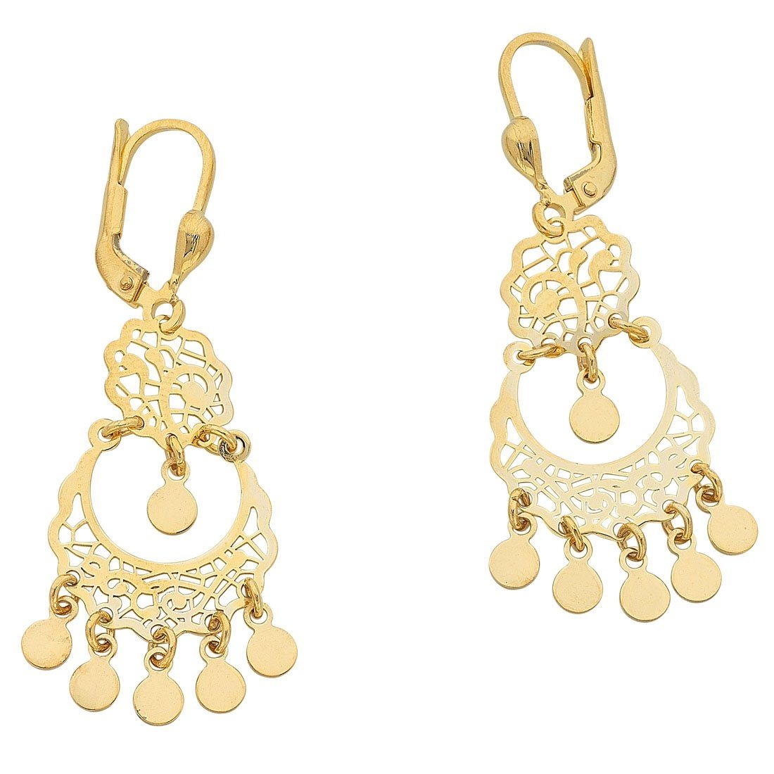 Bevilles 9ct Yellow Gold Silver Infused Filigree Drop Earrings | Buy ...