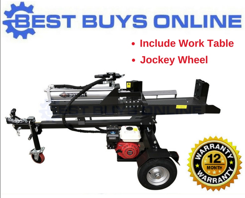 Log Splitter 30 Ton Hydraulic Petrol Wood Cutter w/ Side Table Black