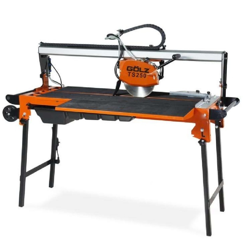 Tile Saw 250mm 1300w Wet Water Cooled Cutting Blade Large Table Golz