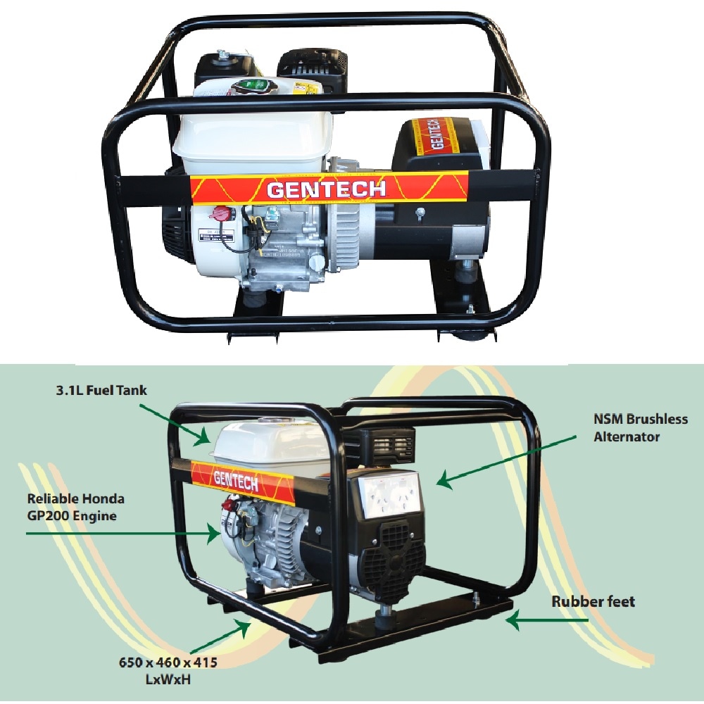 Honda Generator 2.8 kVA Portable Petrol Power Gentech EP2800HSR Quiet