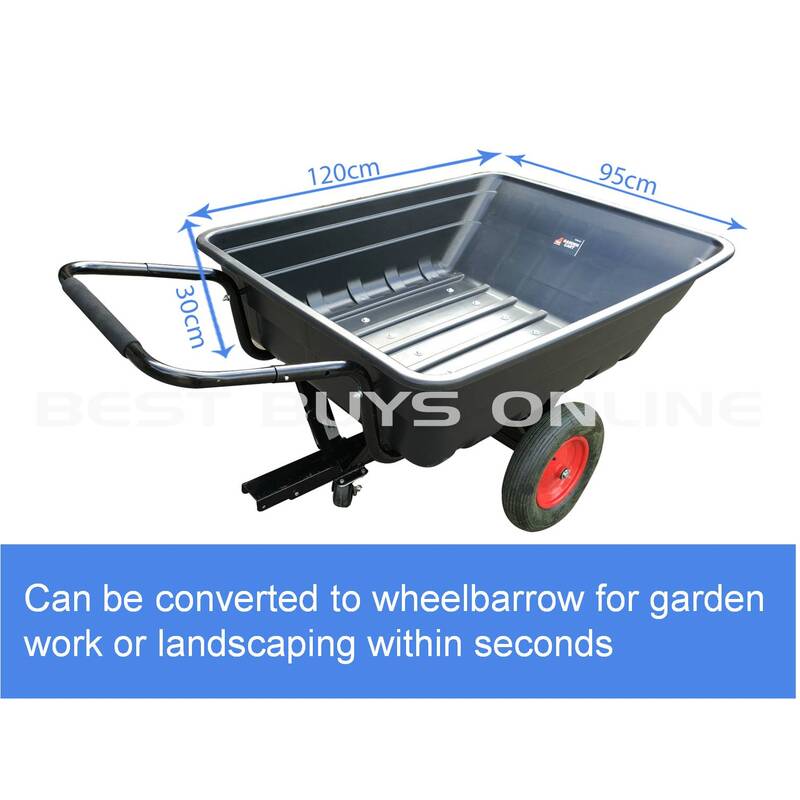 Poly Dump Cart 300 Kg Garden Hand Trailer Tow Ride On Mower