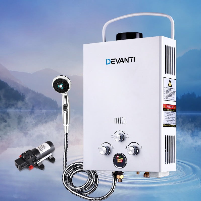 Portable LPG Gas Water Heater with Pump Caravan Boat Shower Hot Water