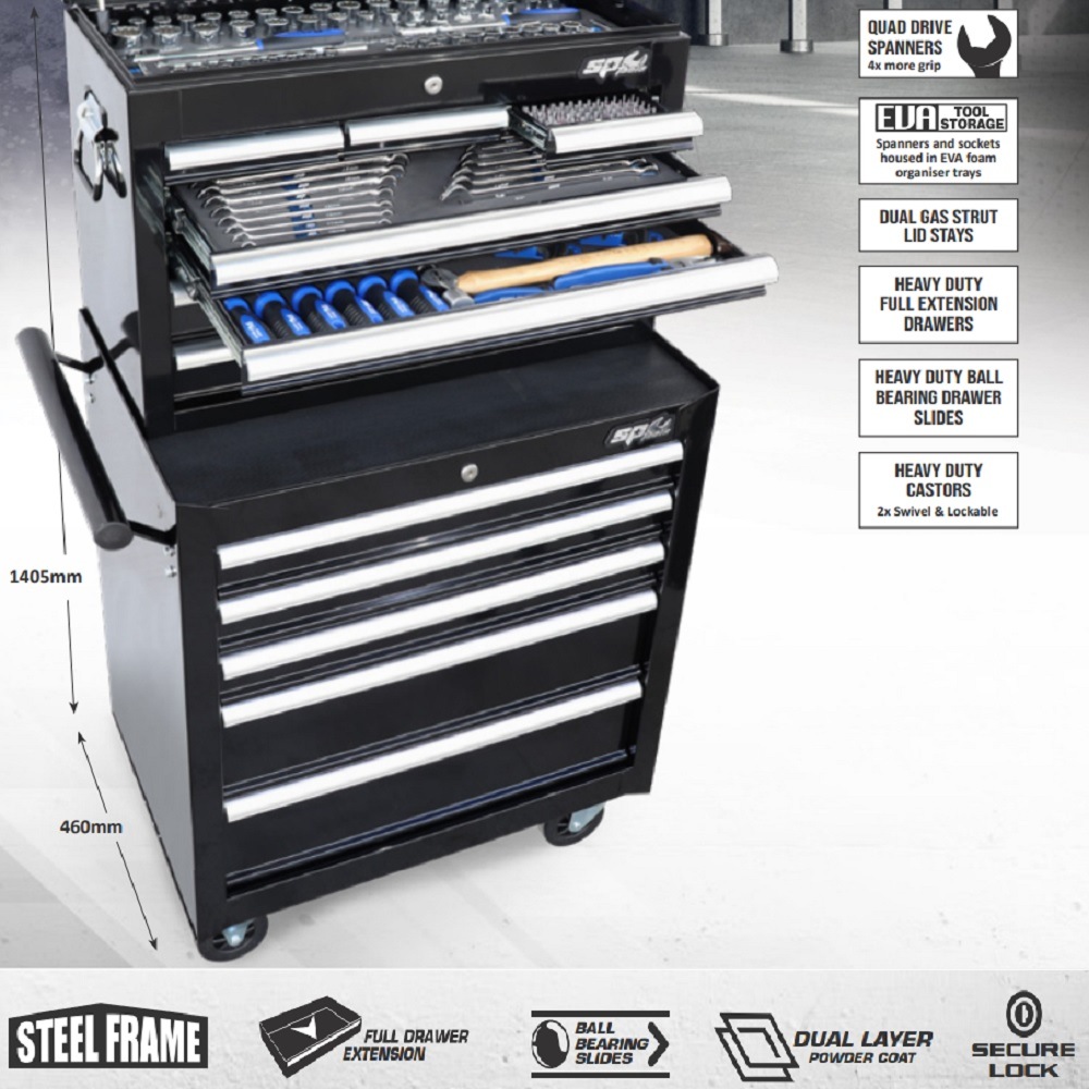 Tool Box Sp50113 Tool Set 202 Pc Metric Sae Tool Kit 15 Drawers